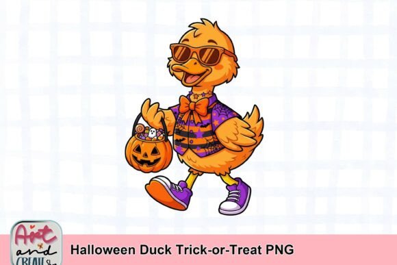 Adorable Halloween Duck Trick-or-Treat PNG for Projects