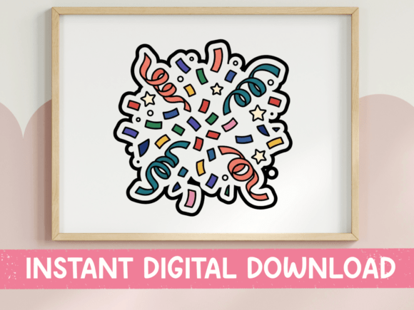 Celebrate in Style: The Colorful Confetti Burst Sticker Design