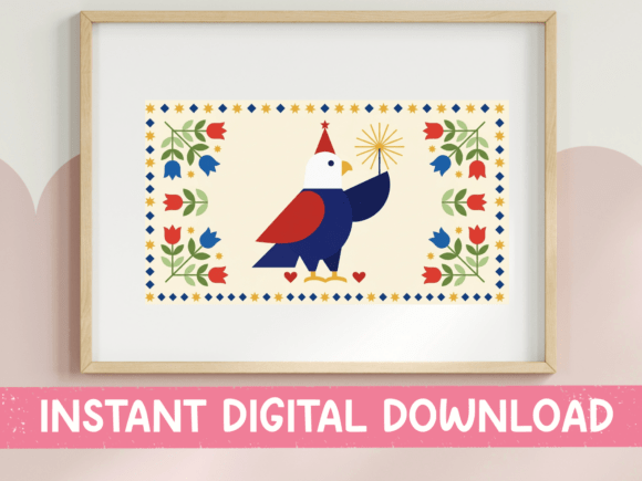 Folk Art Eagle Fourth of July Horizontal: A Fresh Take on Patriotism