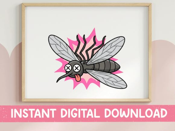 Funny Dead Mosquito Bug Cartoon Design