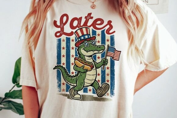 Patriotic Alligator Later 4Th of July: A Quirky Design Asset