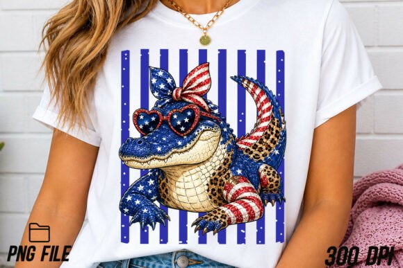Patriotic Gator PNG: A Bold 4th of July Design Asset