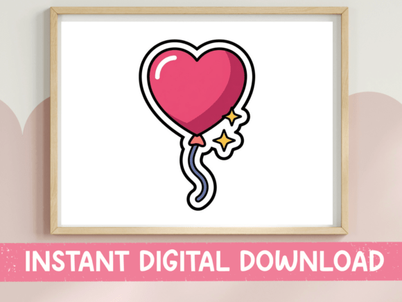Pink Heart Balloon with Sparkles Sticker: Your Go-To Design Asset