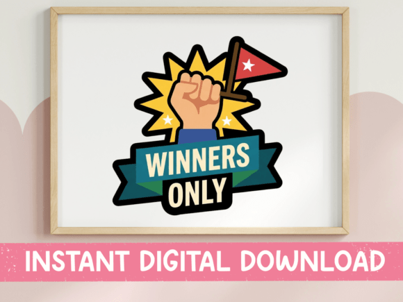 Winners Only Fist Flag Power Sticker: A Bold Emblem for Go-Getters